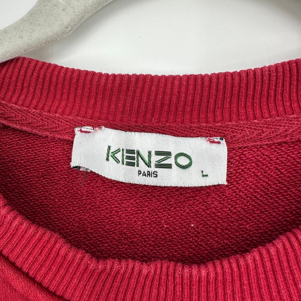 Kenzo Iconic Embroidered Long Sleeve Crewneck Pullover Red Sweater Womens Large - Picture 5 of 9